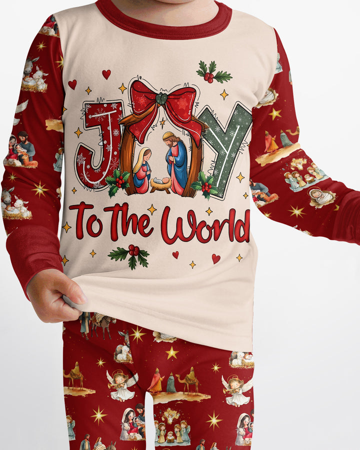 Nativity Joy To The World Bamboo Two Piece Long Sleeve Pajama Set