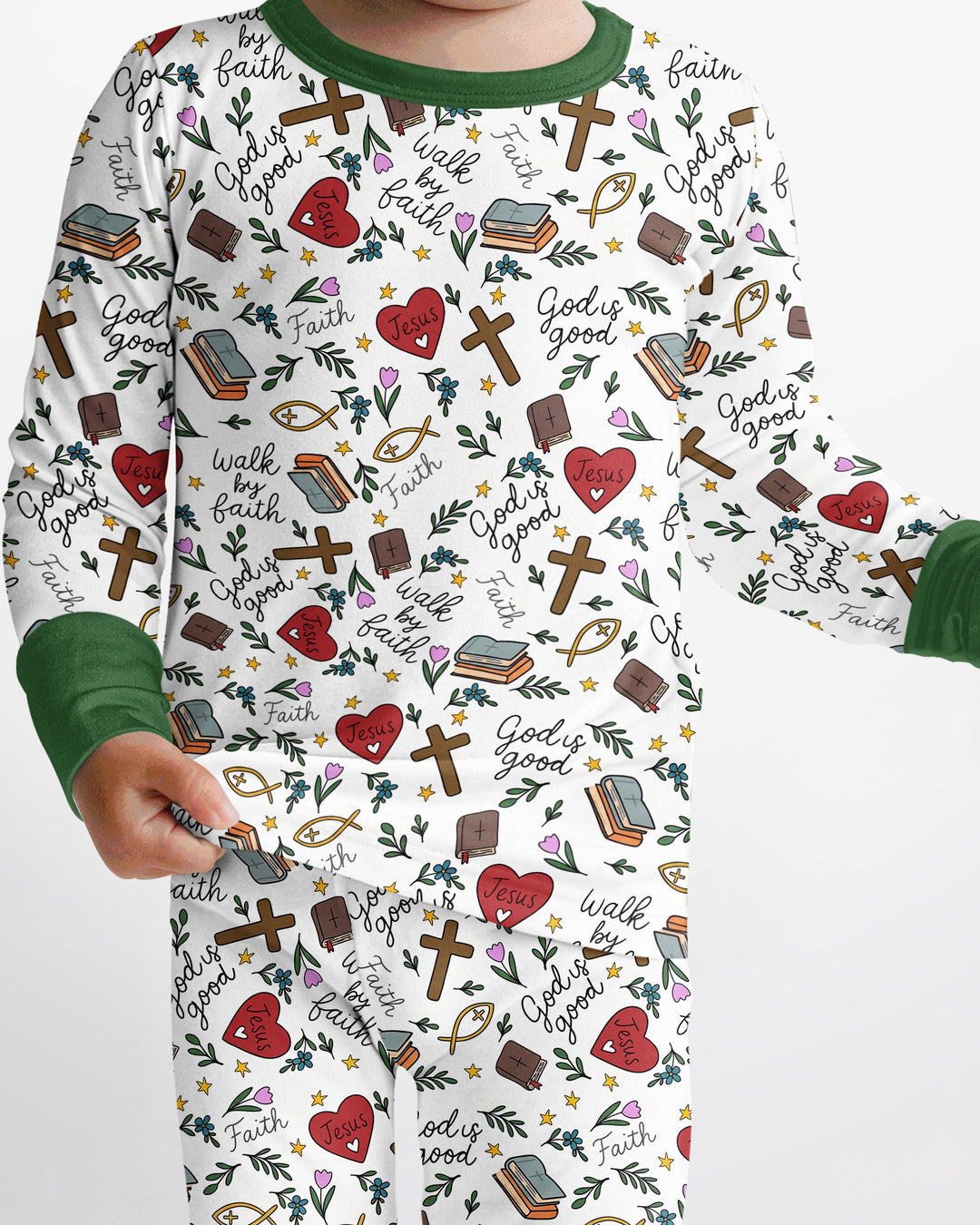 Love Jesus God Is Good Bamboo Two Piece Long Sleeve Pajama Set