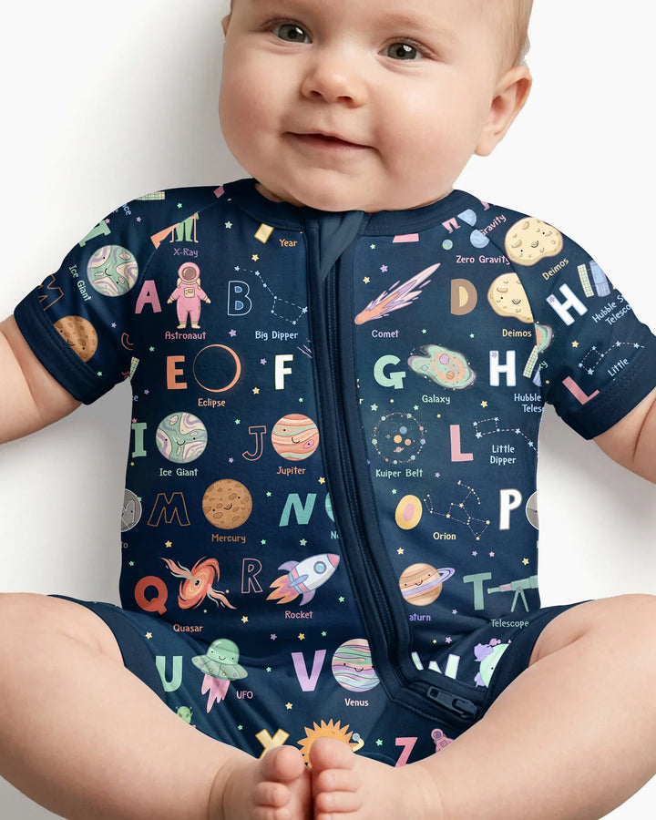 Space Alphabet Bamboo Shorty Zippy