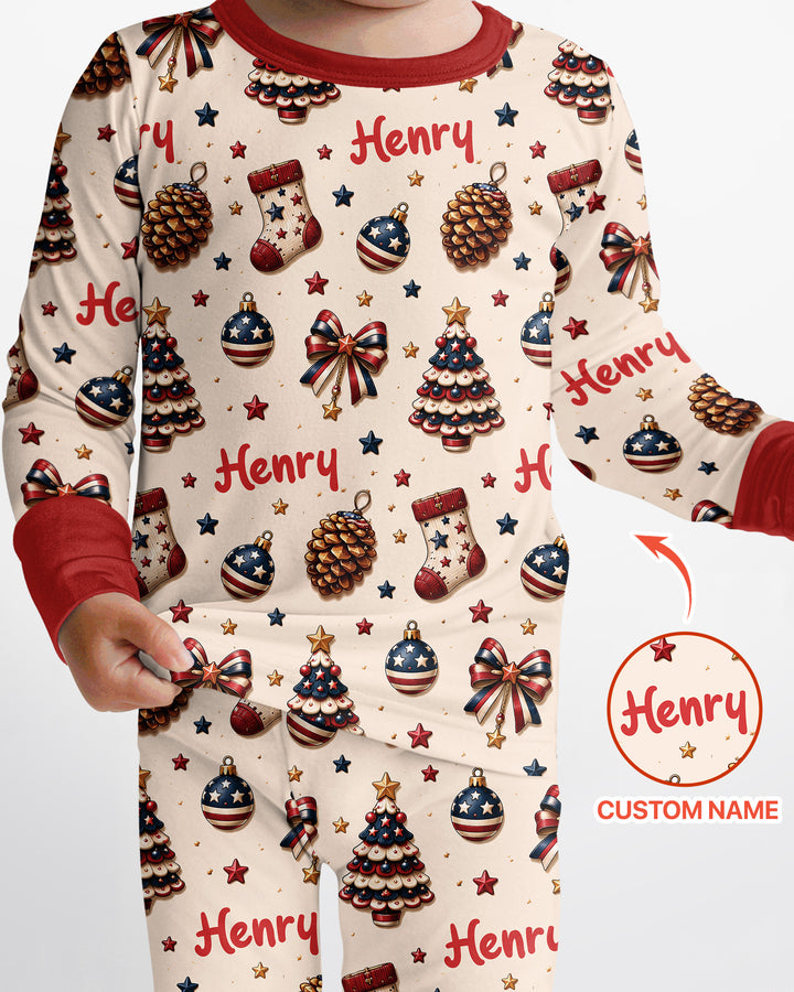 Proud Of American Baby Bamboo Two Piece Long Sleeve Pajama Set