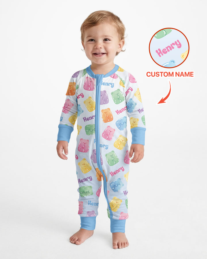 Kawaii Jelly Gummy Bears Custom Name Bamboo Convertible Zippy