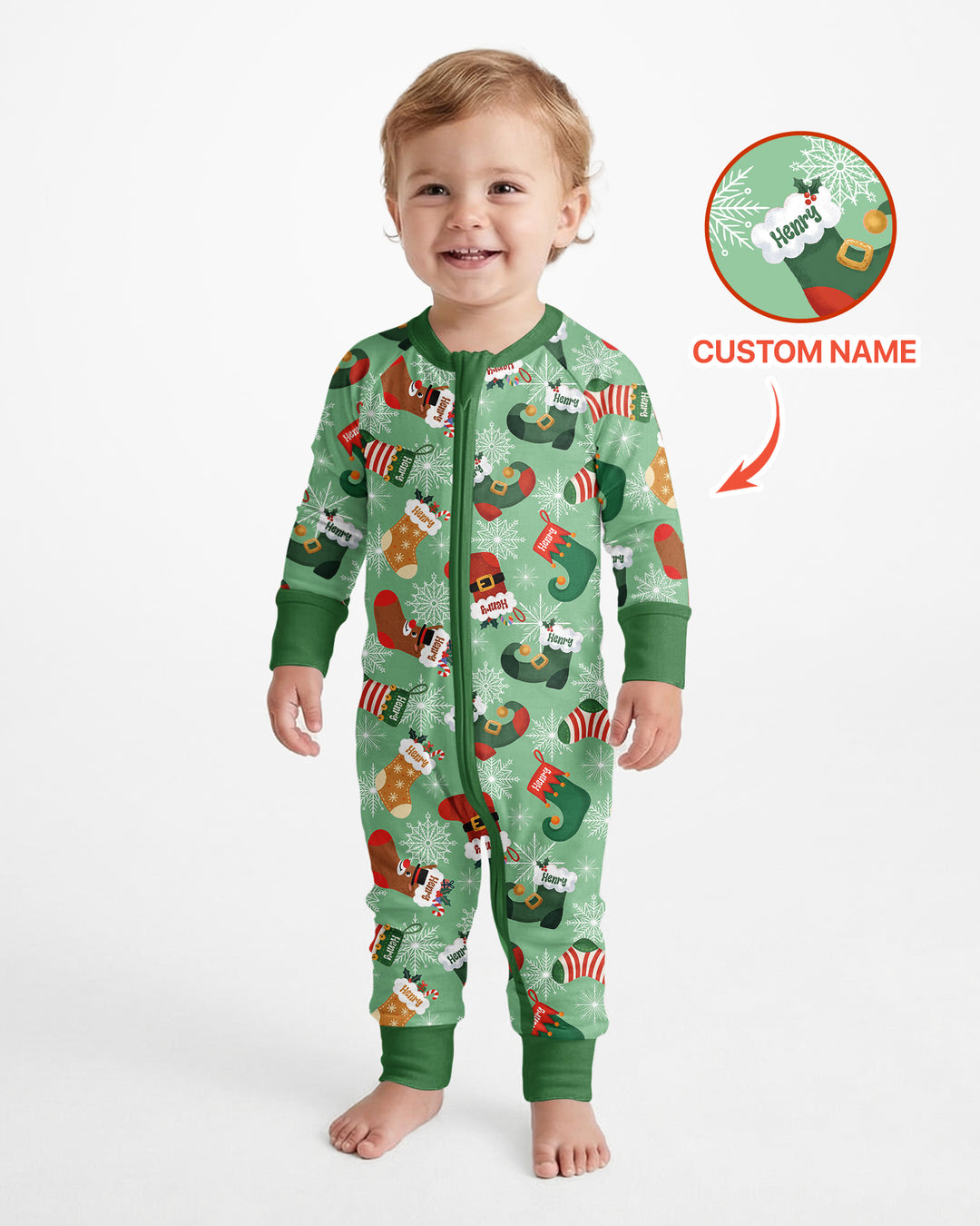 Personalize Christmas Crew Family Matching  Bamboo Convertible Zippy