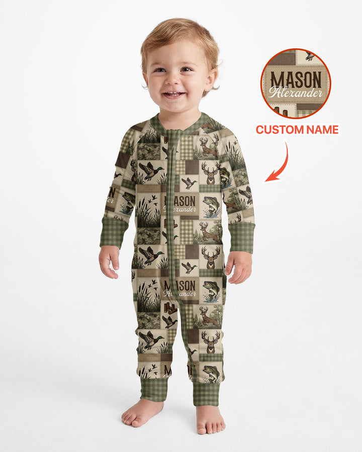 Personalized Hunting Patchwork Bamboo Convertible Zippy