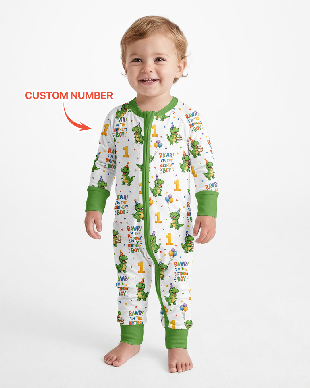 Personalized Dinosaur Birthday Boy Bamboo Convertible Zippy