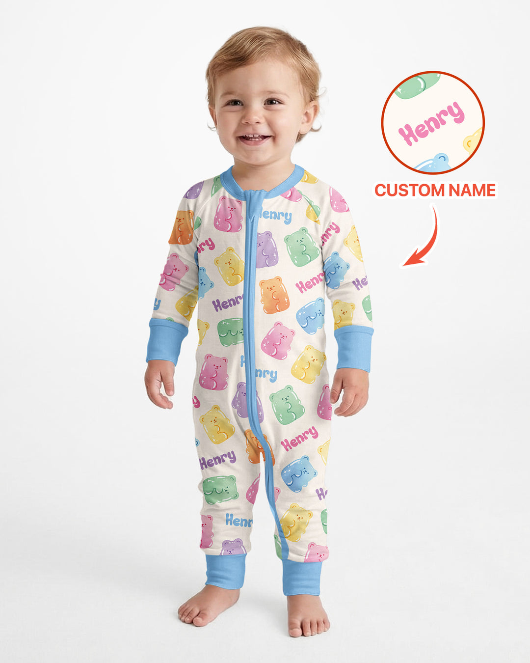 Kawaii Jelly Gummy Bears Custom Name Bamboo Convertible Zippy