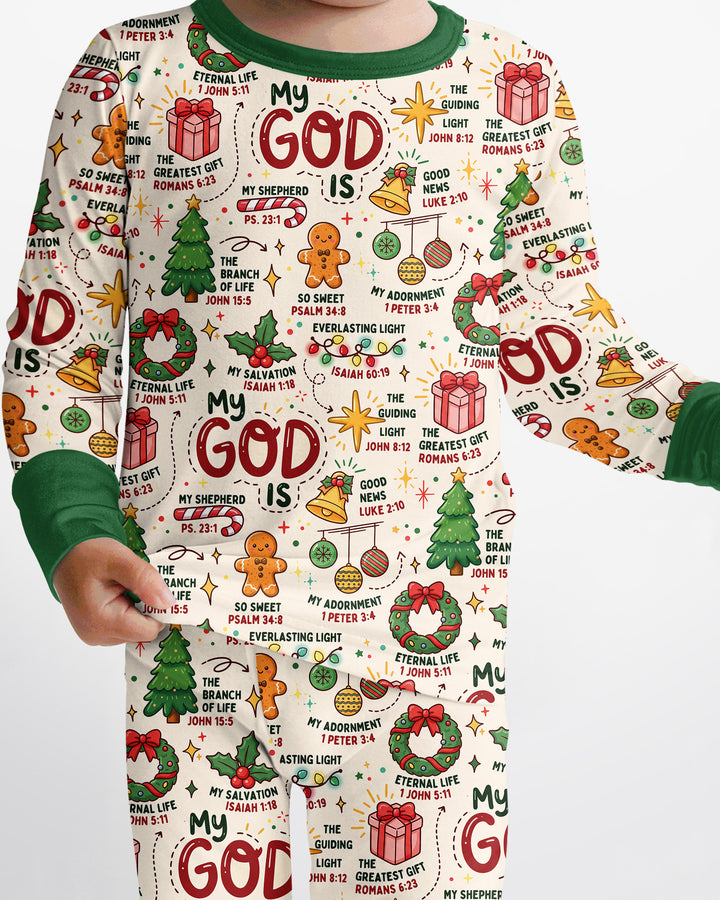 Christmas My God Is Bamboo Two Piece Long Sleeve Pajama Set