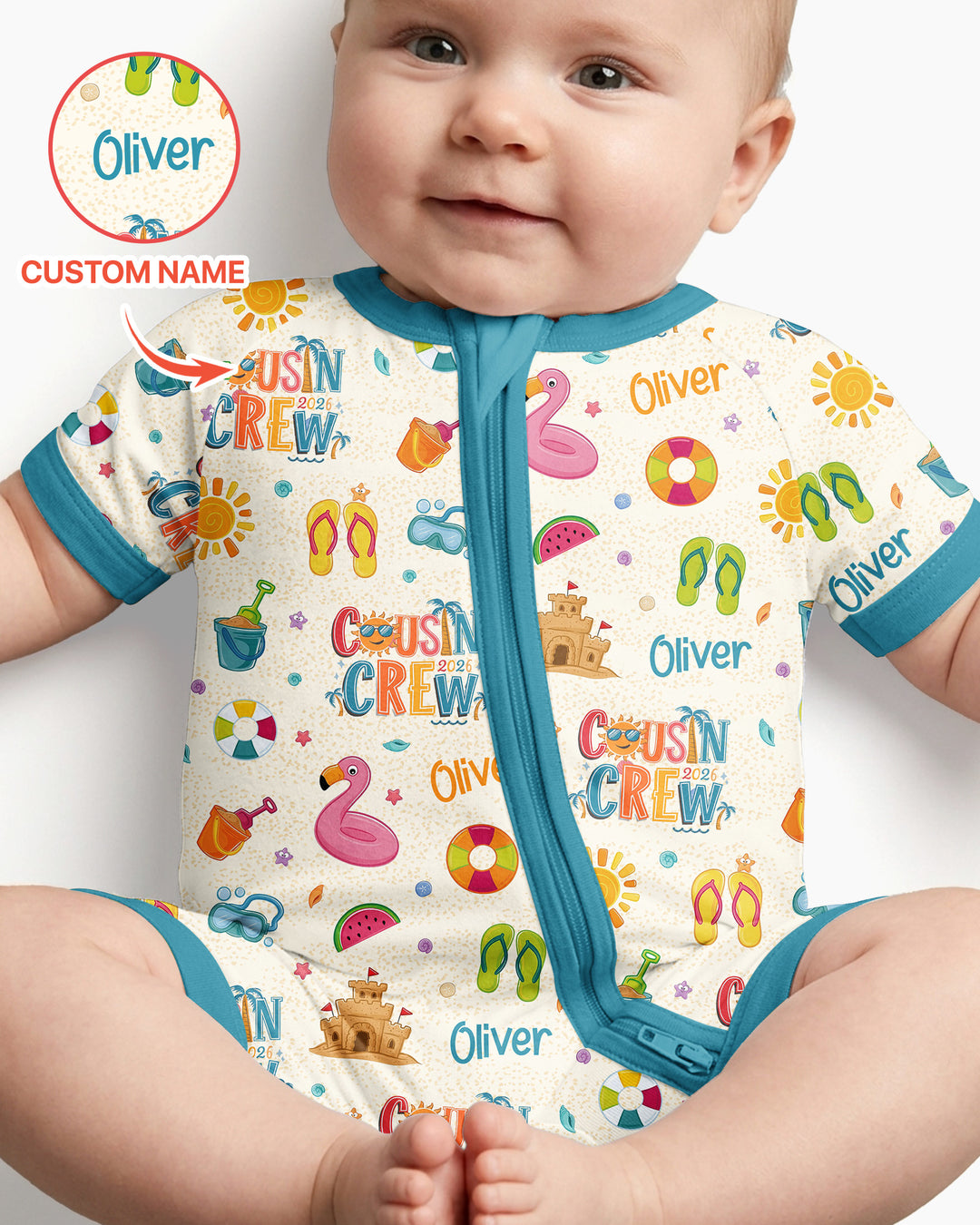 Custom Name Summer 2026 Cousin Crew Bamboo Shorty Zippy