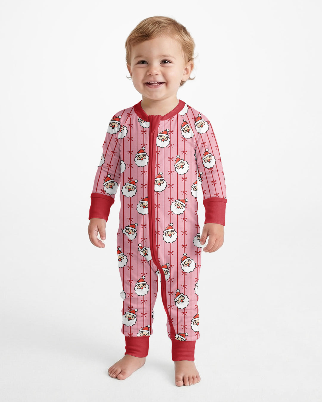 Pink Santa Bow Stripe Christmas Bamboo Convertible Zippy