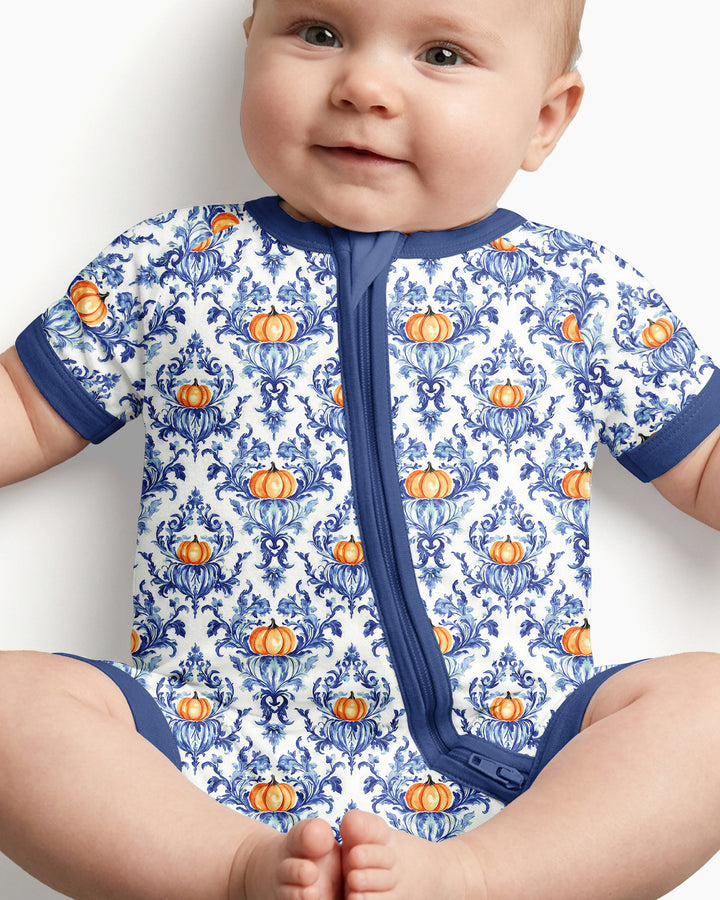 Pumpkin Toile Family Matching Bamboo Shorty Zippy