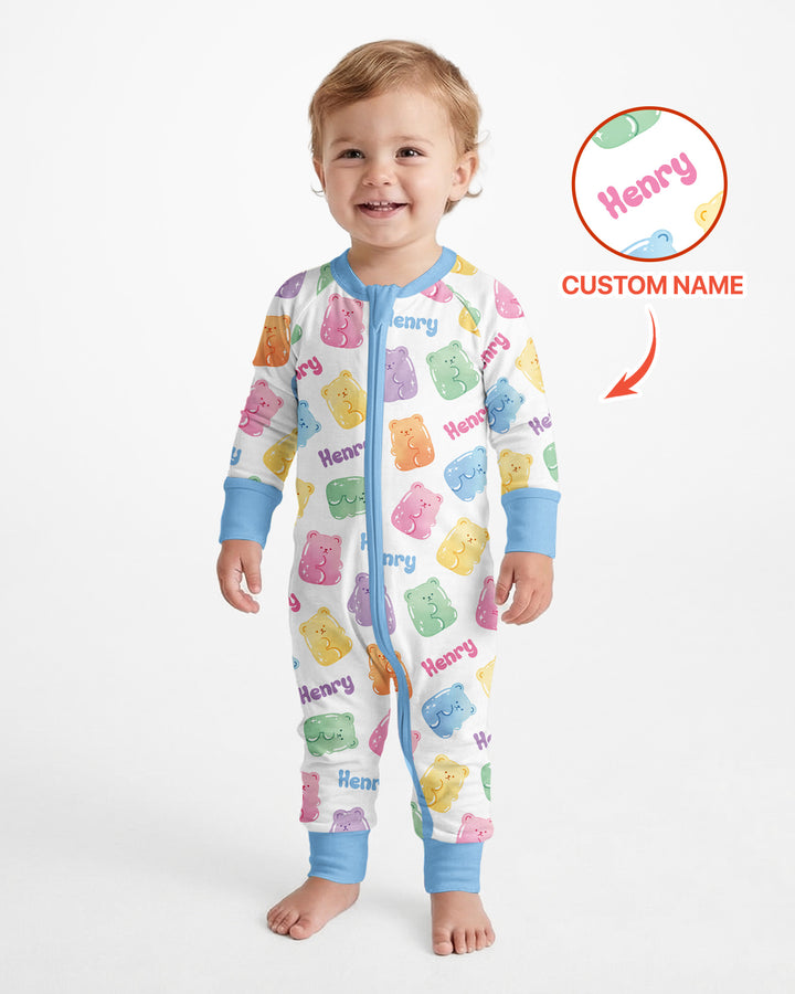 Kawaii Jelly Gummy Bears Custom Name Bamboo Convertible Zippy