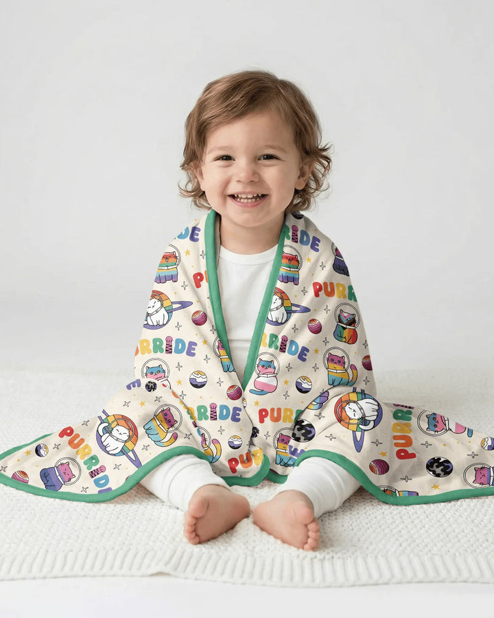Rainbow Space Cats Family Matching Bamboo Blanket