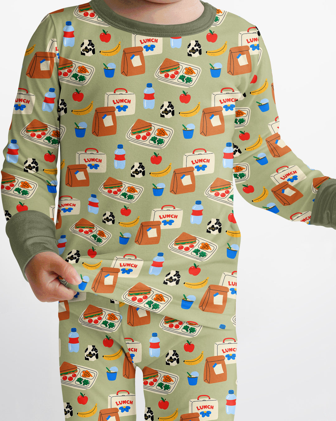 Happy School Lunch Bamboo Two Piece Long Sleeve Pajama Set