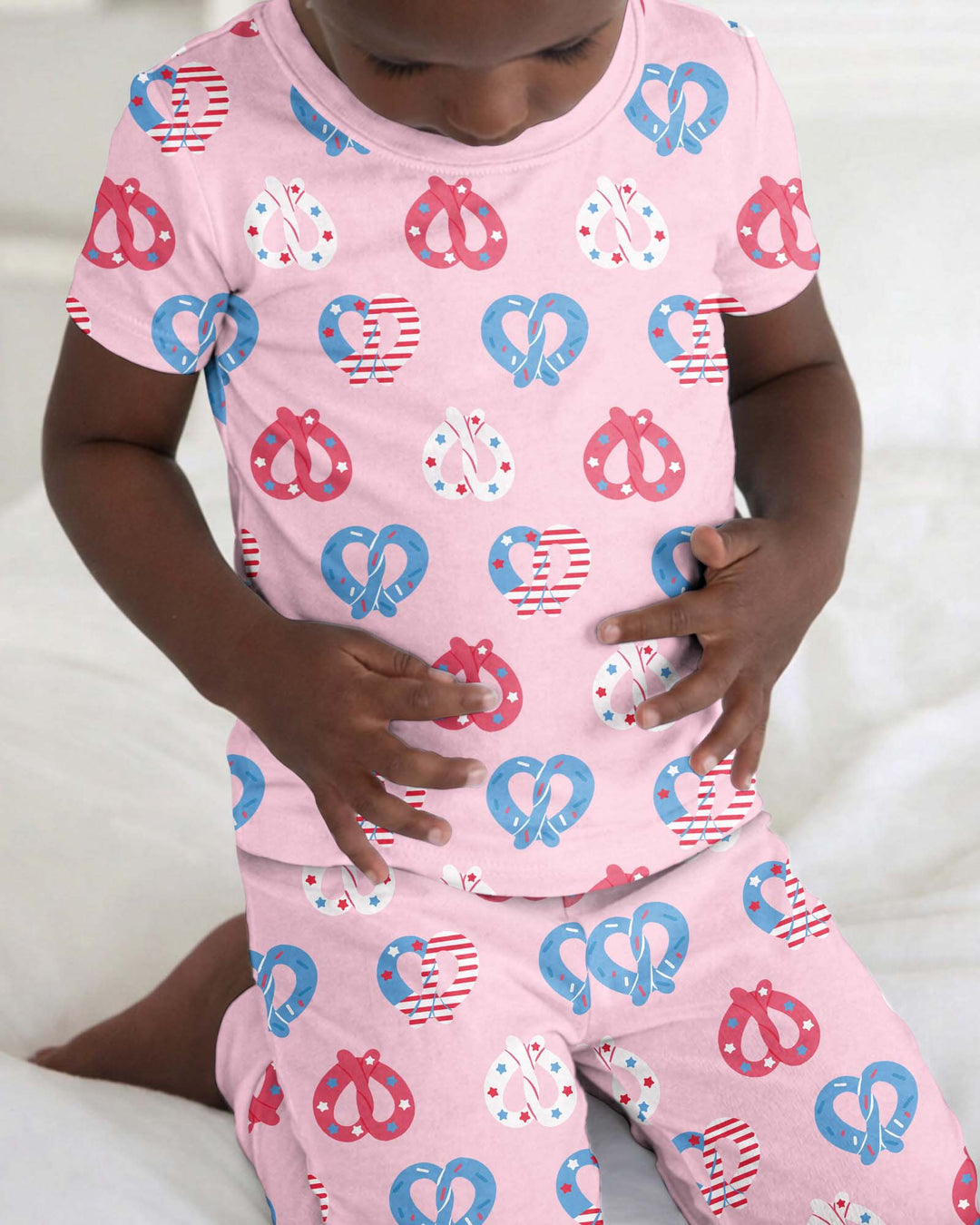 4th of July Pretzel  Bamboo Two Piece Short Sleeve Pajama Set
