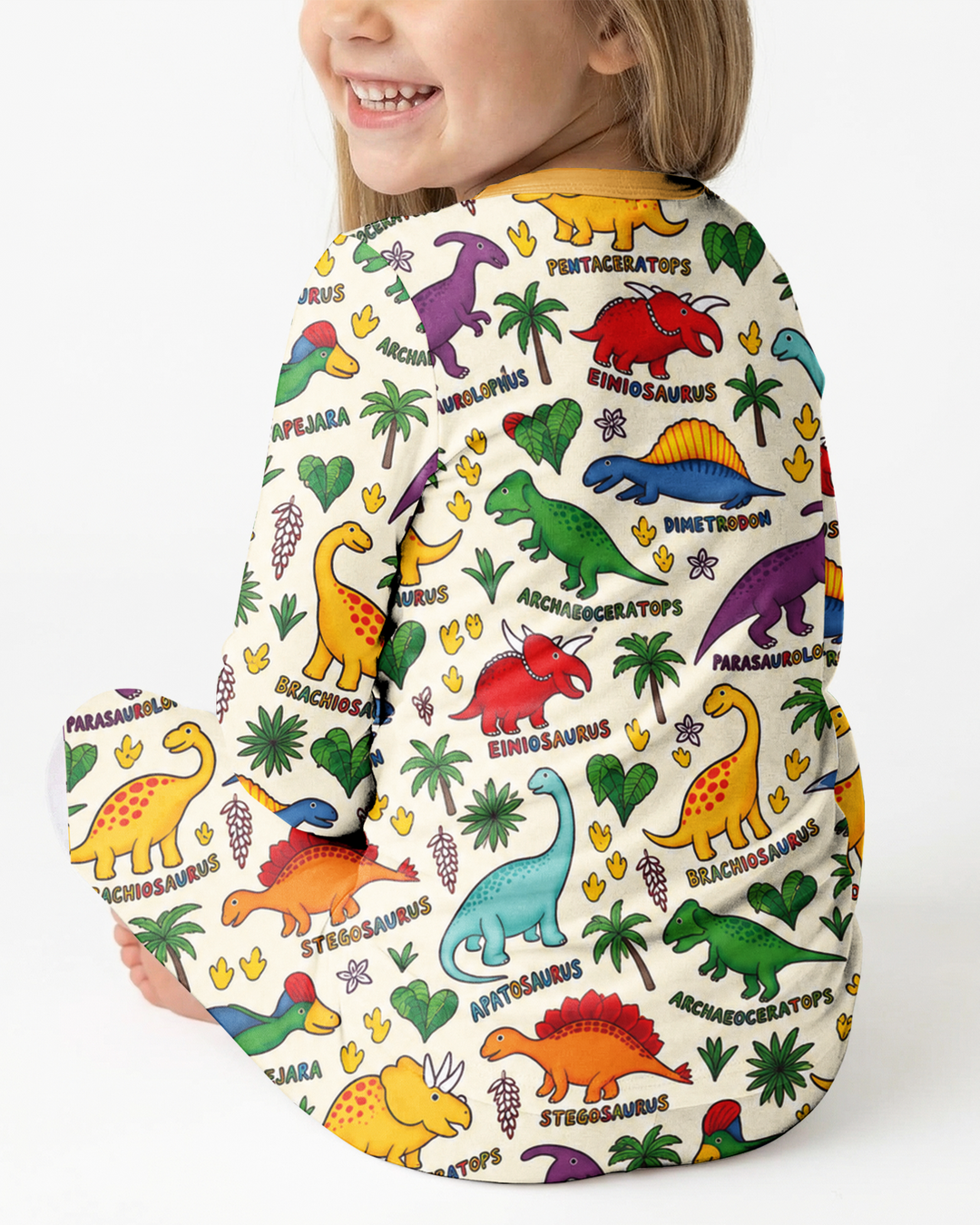Full Dinosaur Bamboo Two Piece Long Sleeve Pajama Set