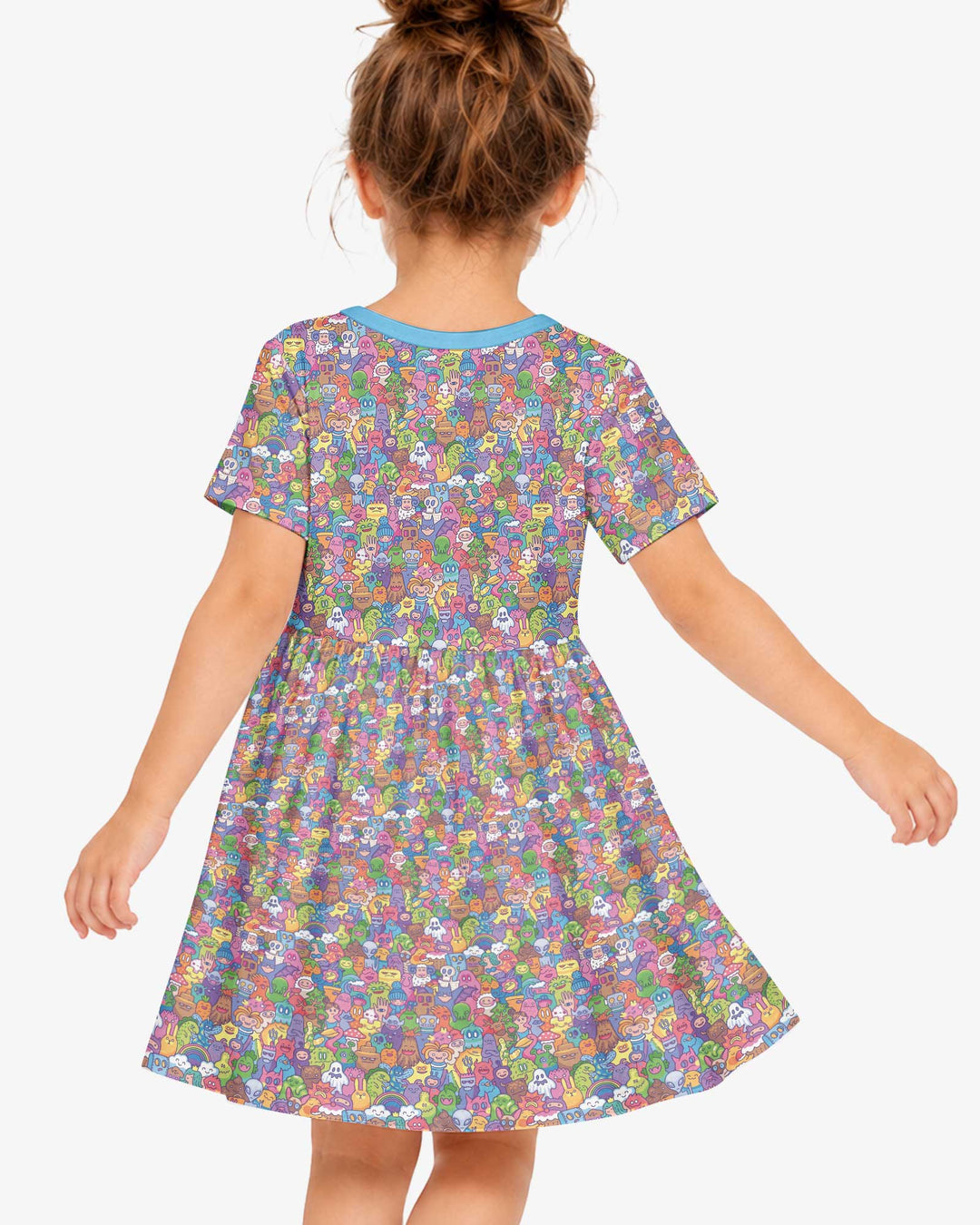 Doodle Characters Pastel Bamboo Twirl Dress