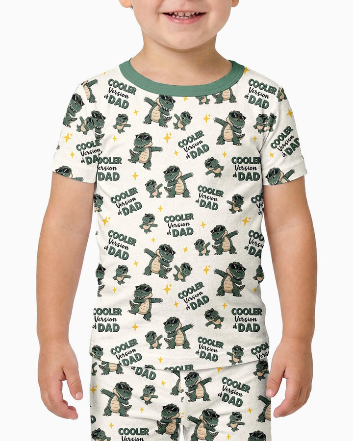 Cool Dino Daddy & Me Matching Bamboo Two Piece Short Sleeve Pajama Set