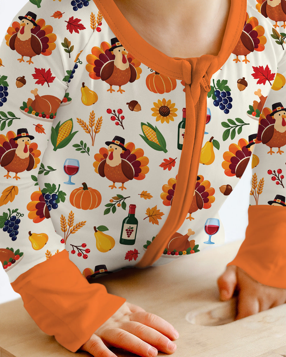 Thanksgiving Turkey Wine Harvest Bamboo Convertible Zippy