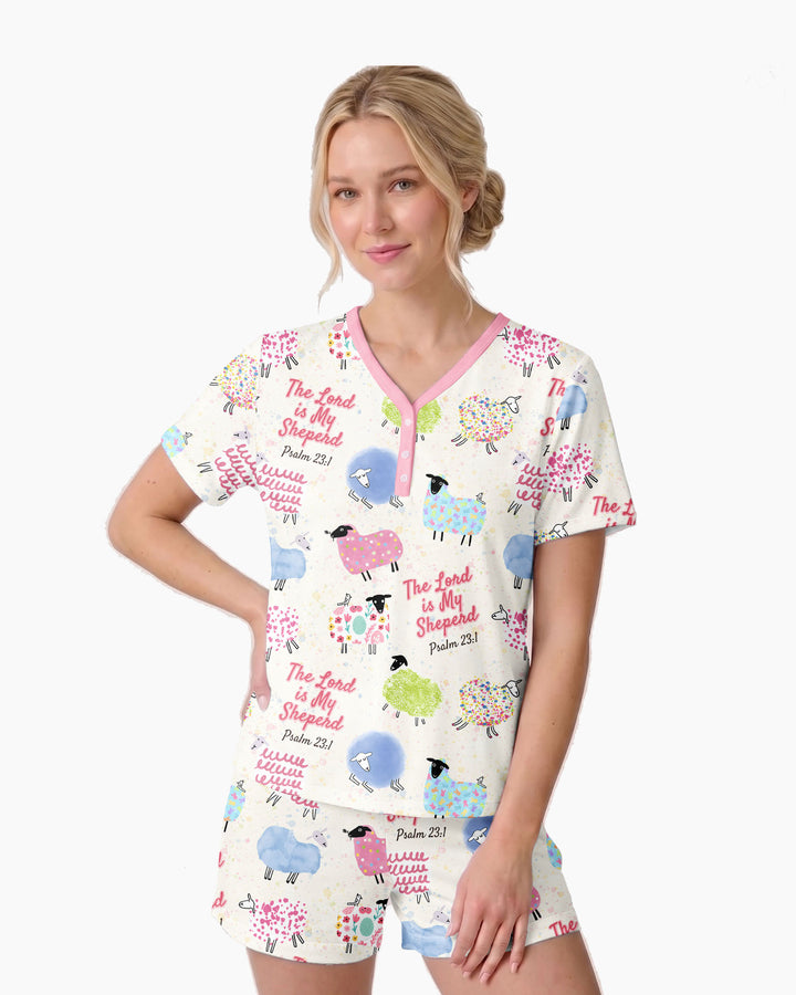 The Lord Is My Shepherd Psalm 23 Bamboo Women Short Sleeve Short Pajama Set