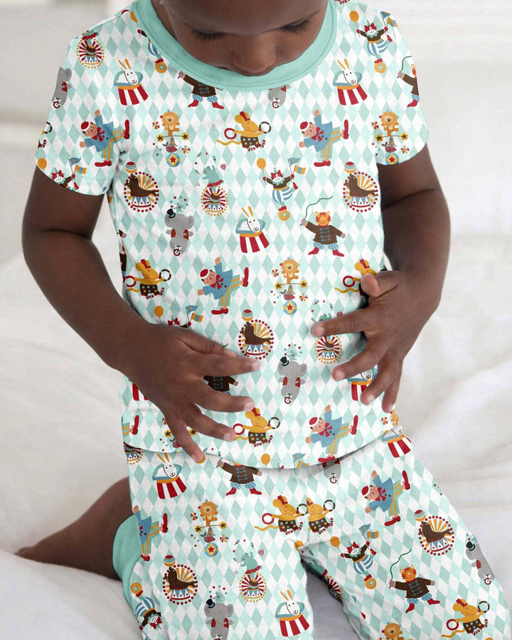 Circus Animal Bamboo Two Piece Short Sleeve Pajama Set