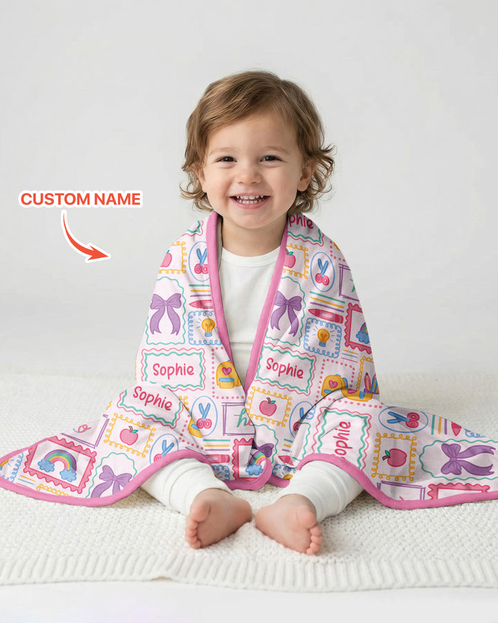 Custom Name Hello School Bamboo Blanket