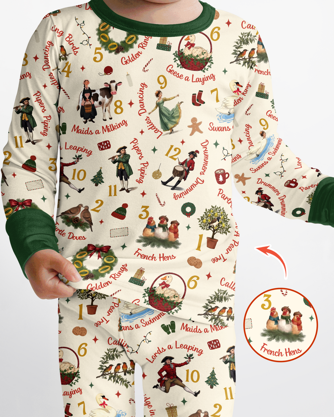 12 Days of Christmas Bamboo Two Piece Long Sleeve Pajama Set