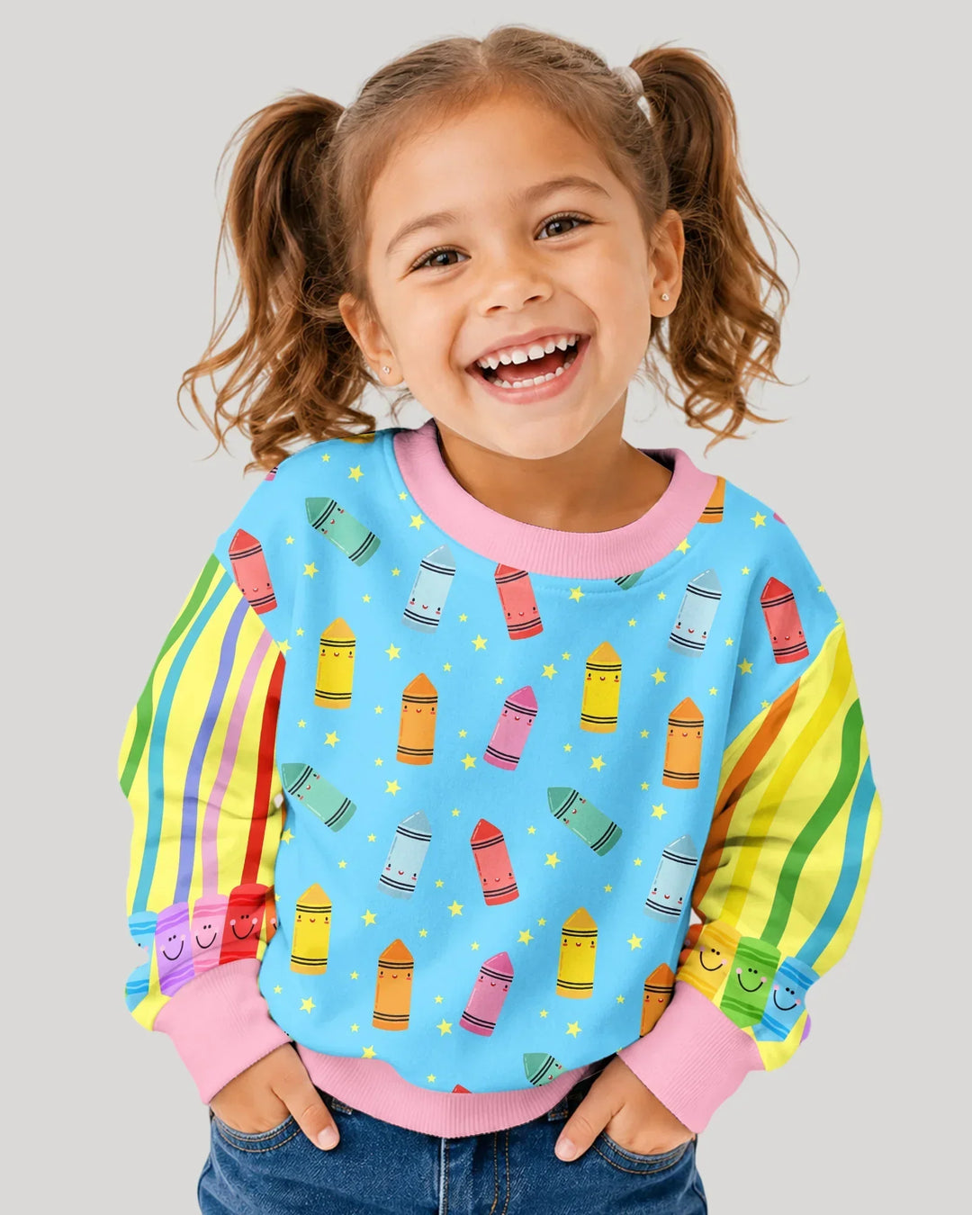 Happy Crayon Friends Bamboo Crewneck Sweatshirt