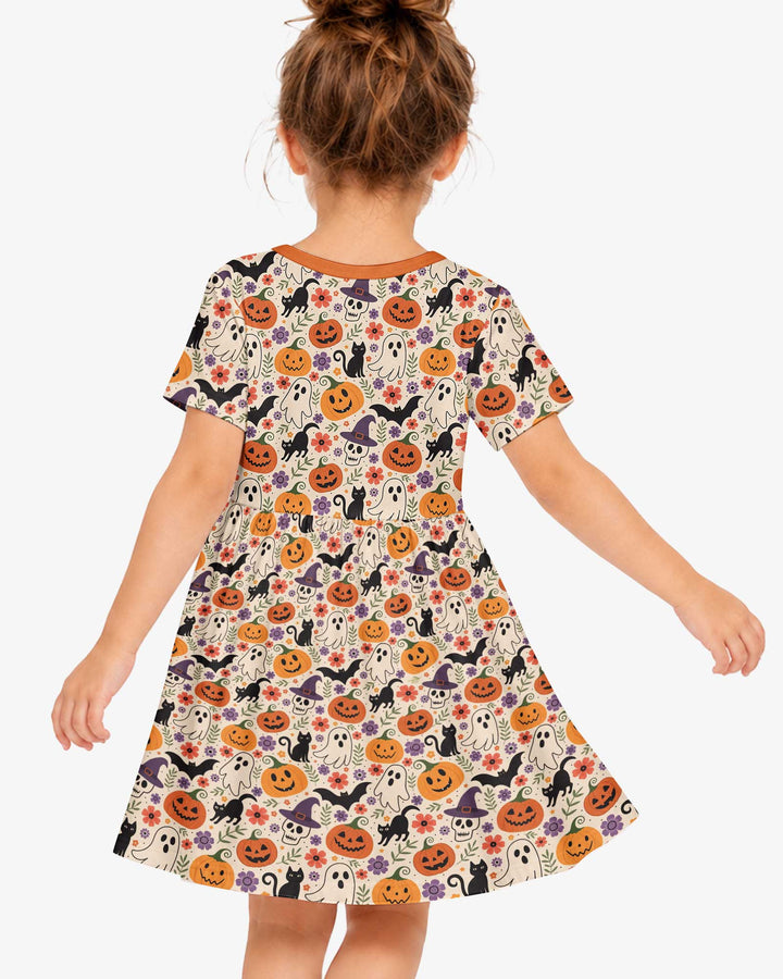 Spooky Halloween Floral Delight Bamboo Twirl Dress