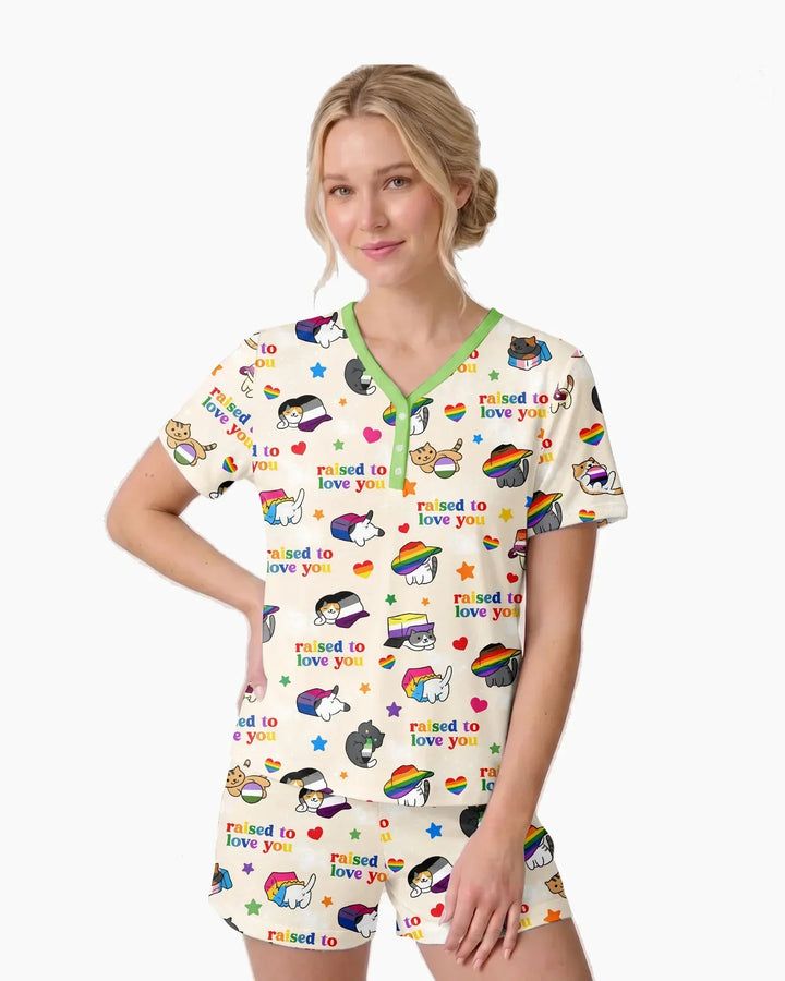Rainbow Paws Family Matching Bamboo Women Short Sleeve Short Pajama Set