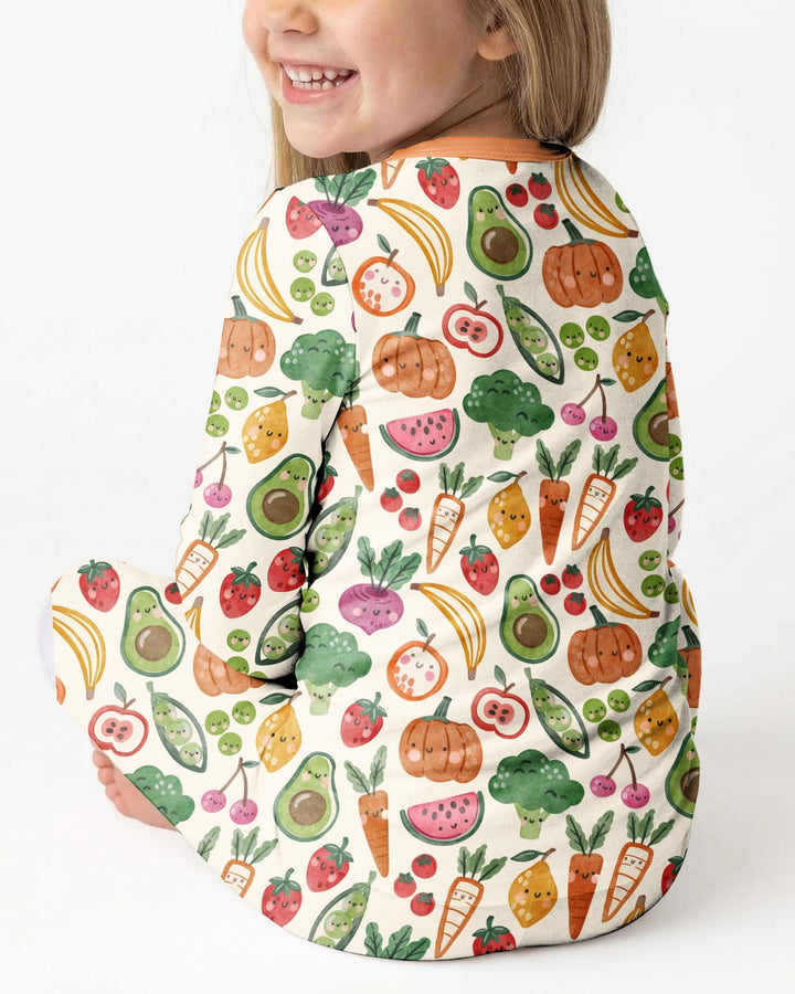 Veggie Friends Family Matching Bamboo Two Piece Long Sleeve Pajama Set