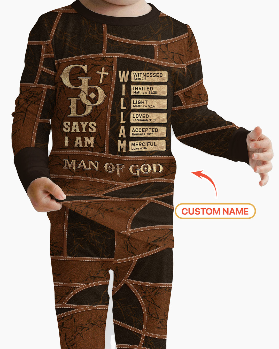 Personalized God Says I Am Letter In Bible Bamboo Two Piece Long Sleeve Pajama Set