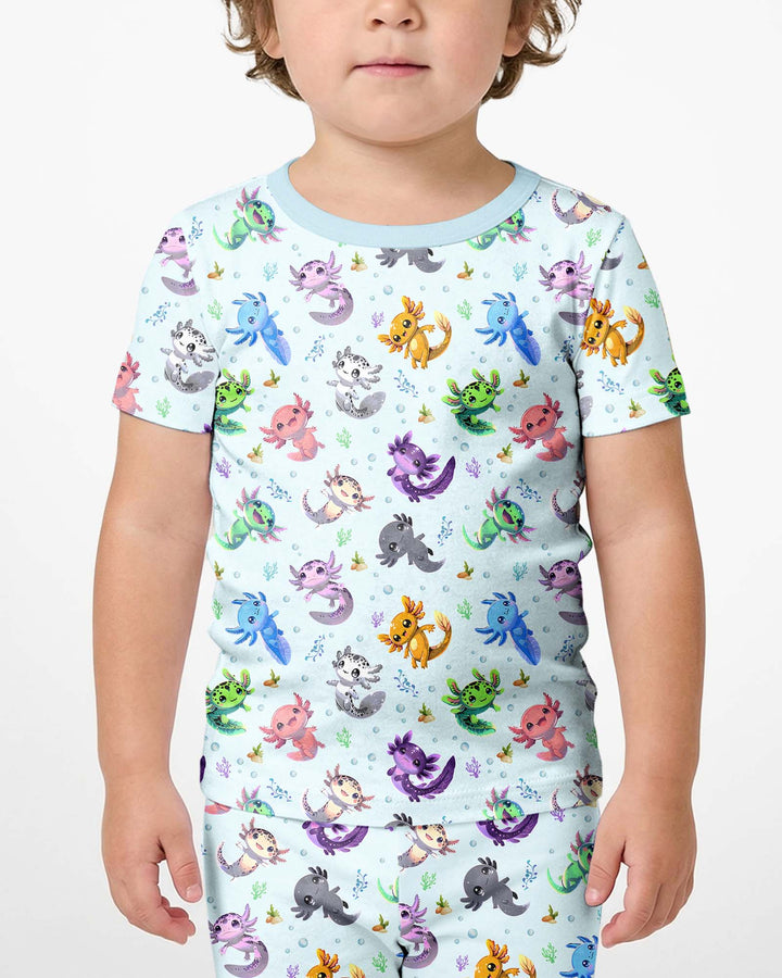 I Love You Axolotl Bamboo Two Piece Short Sleeve Shorts Pajama Set