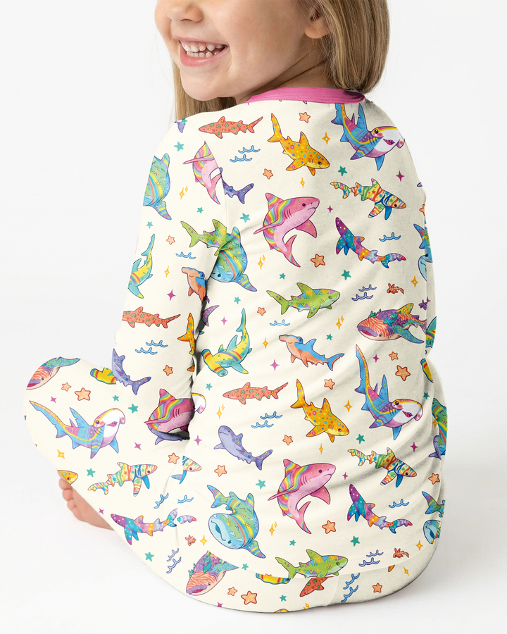 Tropical Sharks Bamboo Two Piece Long Sleeve Pajama Set