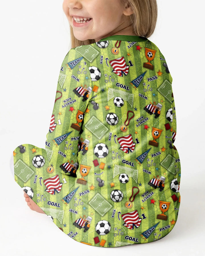 I Love Sports Soccer Bamboo Two Piece Long Sleeve Pajama Set