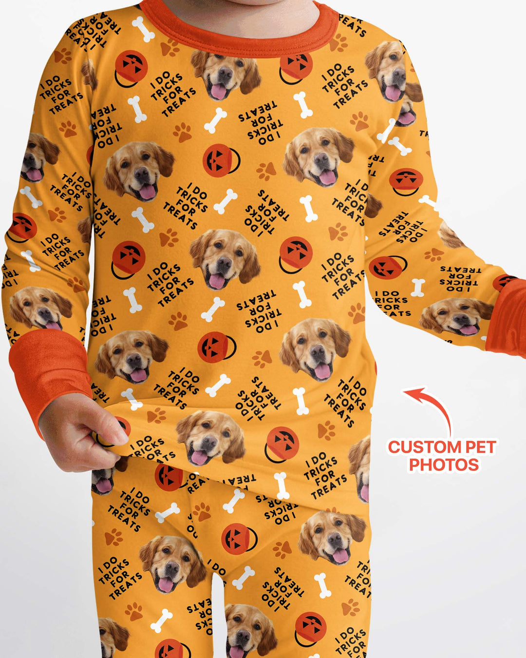 Custom Pet Photo Tricks for Treats  Bamboo Two Piece Long Sleeve Pajama Set