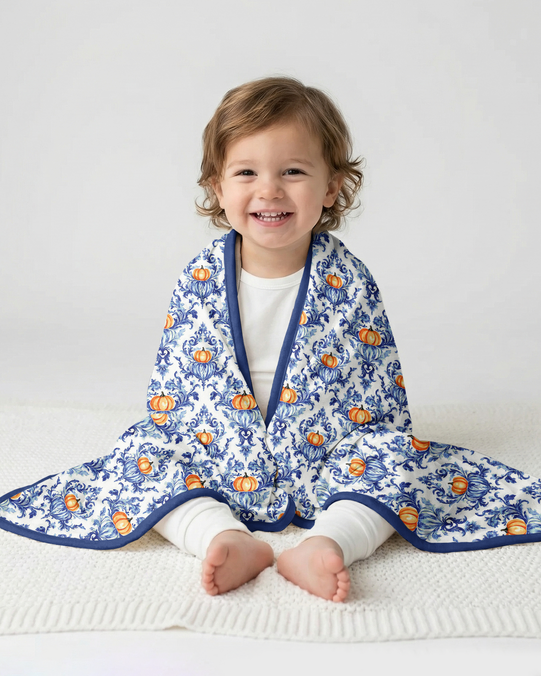Pumpkin Toile Family Matching Bamboo Blanket