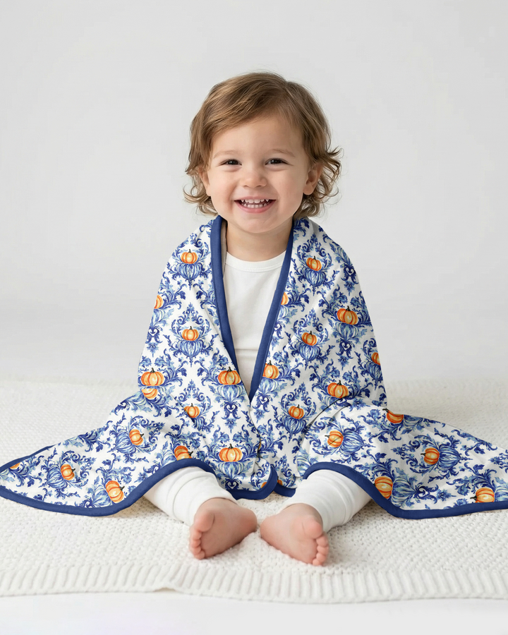 Pumpkin Toile Family Matching Bamboo Blanket
