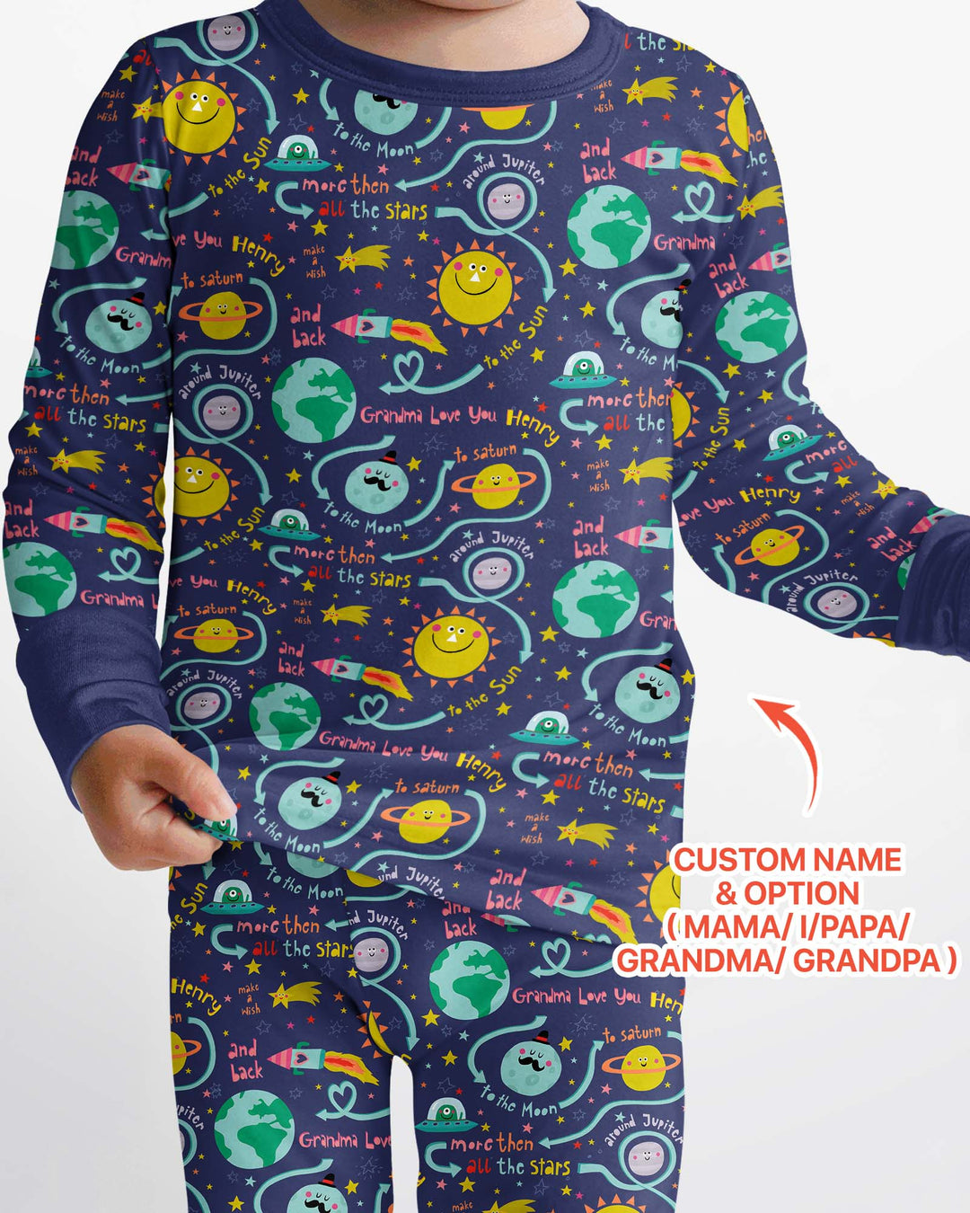 Love to the Moon and Back  Bamboo Two Piece Long Sleeve Pajama Set