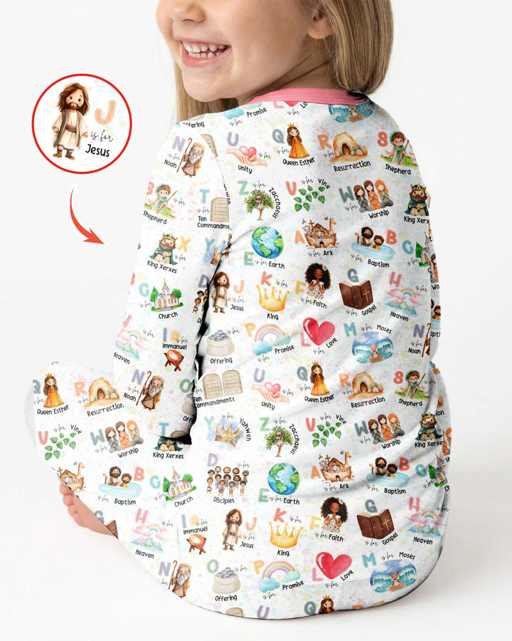 Bible ABC Alphabet Bamboo Two Piece Long Sleeve Pajama Set