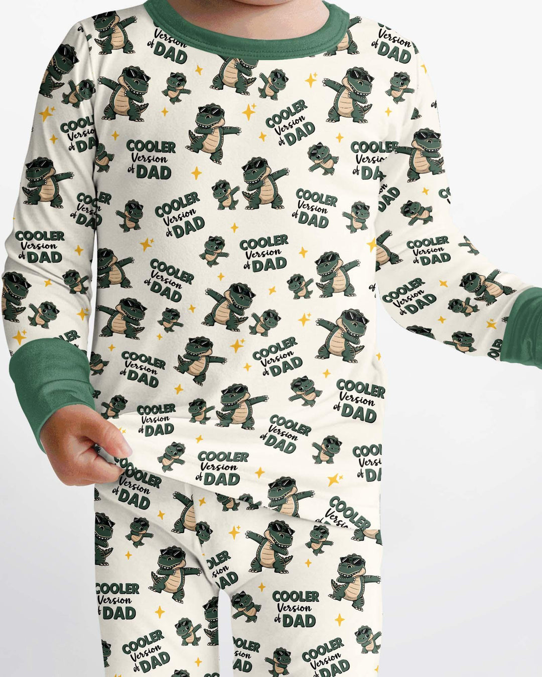 Cool Dino Daddy & Me Matching Bamboo Two Piece Long Sleeve Pajama Set