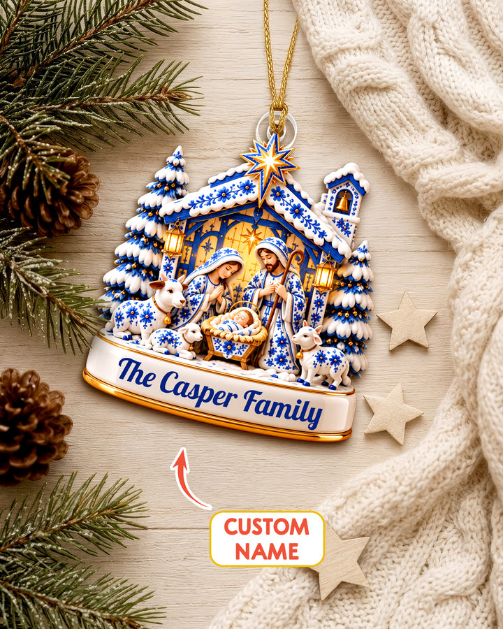 Chinoiserie Nativity Scene- Personalized Acrylic Ornament