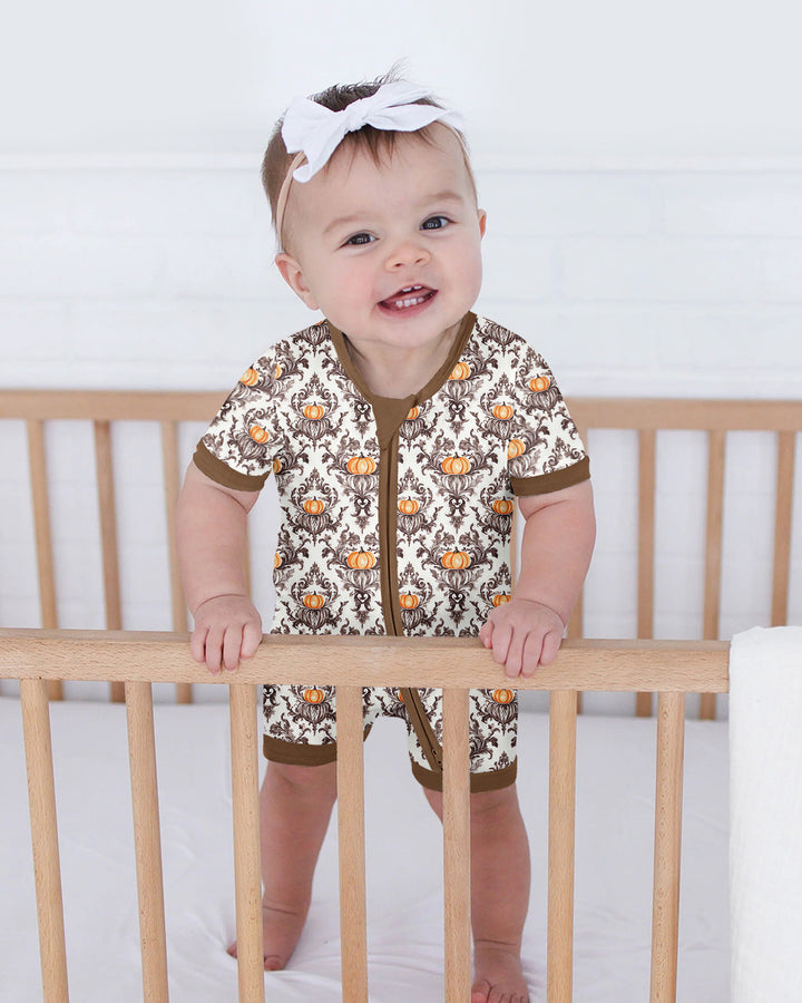 Pumpkin Toile Family Matching Bamboo Shorty Zippy