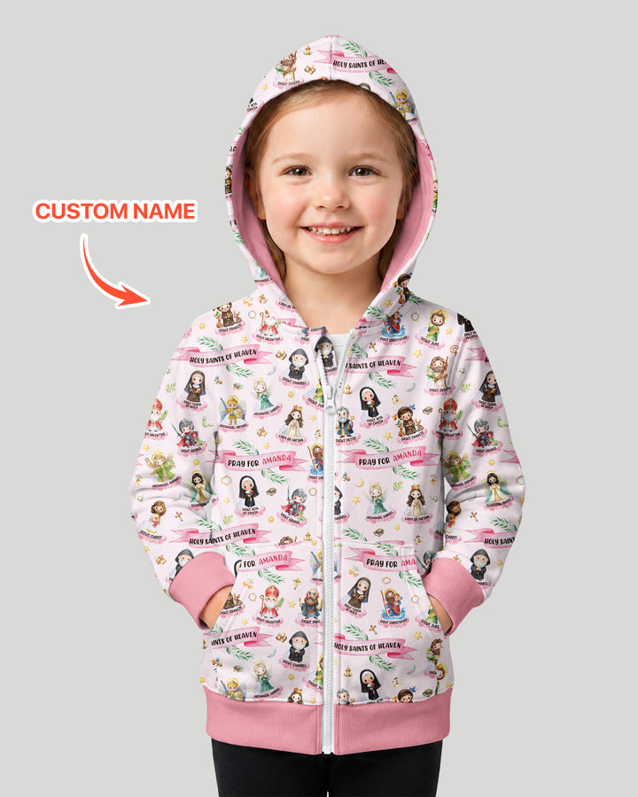 Holy Saints of Heaven Custom Name Bamboo Zip Hoodie