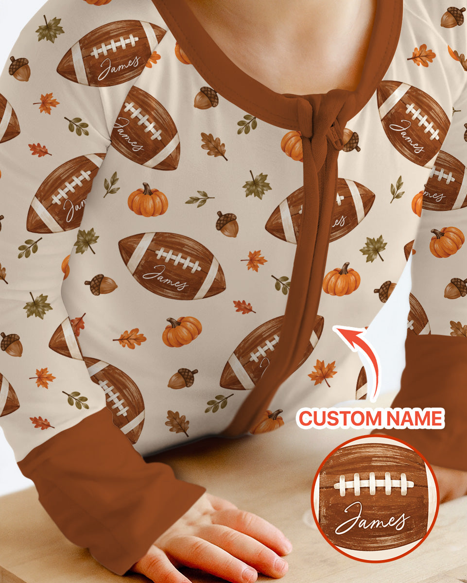 Custom Name Football Season Happy Fall Bamboo Convertible Zippy