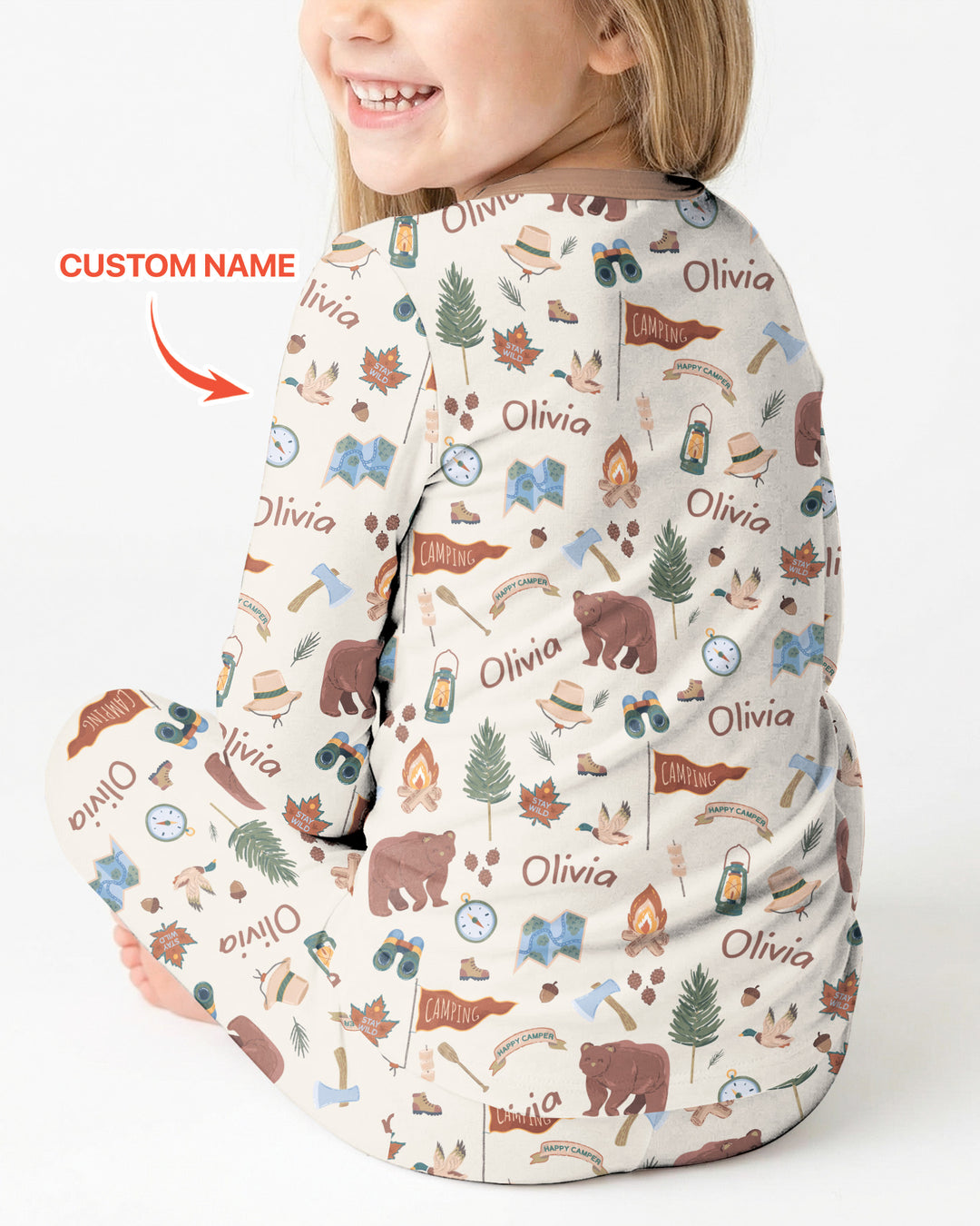 Custom Name Adventure Outdoors Bamboo Two Piece Long Sleeve Pajama Set