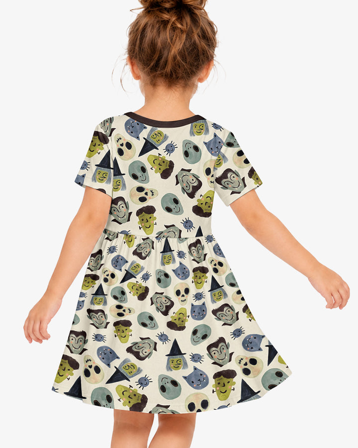 Halloween Face Bamboo Twirl Dress