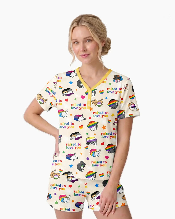 Rainbow Paws Family Matching Bamboo Women Short Sleeve Short Pajama Set