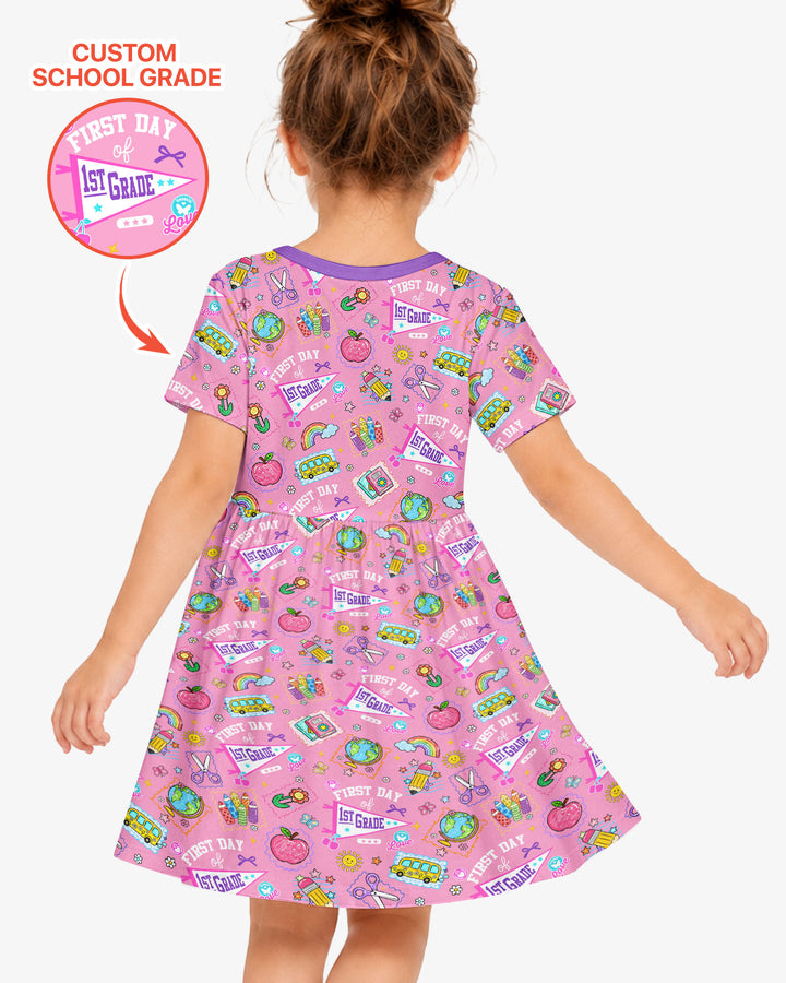Custom Grade Girls School First Day Bamboo Twirl Dress