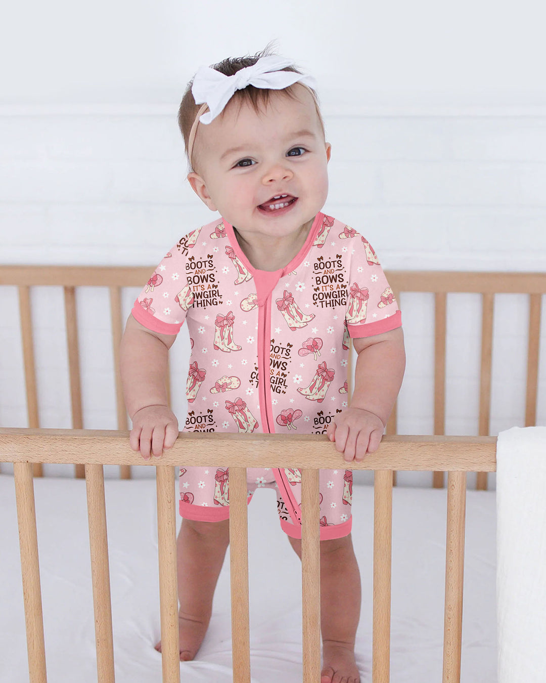 Western Cowgirl Boots And Bows Bamboo Shorty Zippy