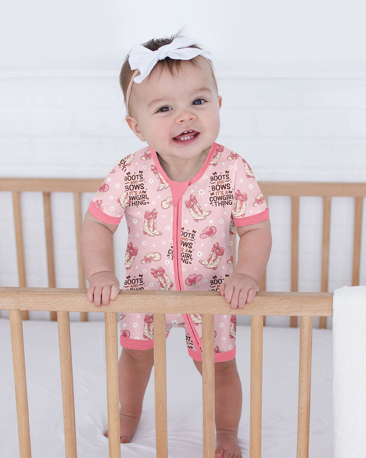 Western Cowgirl Boots And Bows Bamboo Shorty Zippy