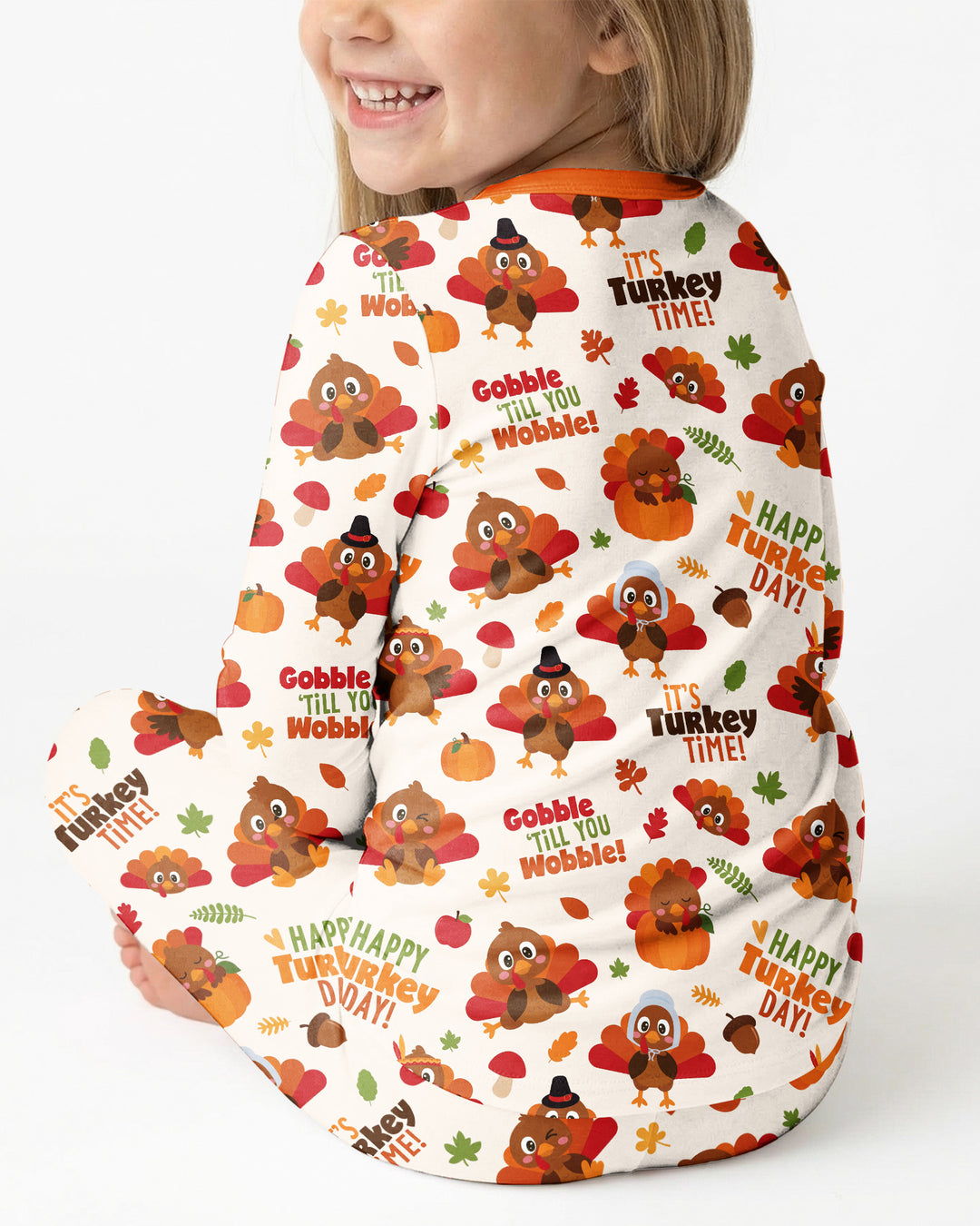 Happy Turkey Day Bamboo Two Piece Long Sleeve Pajama Set